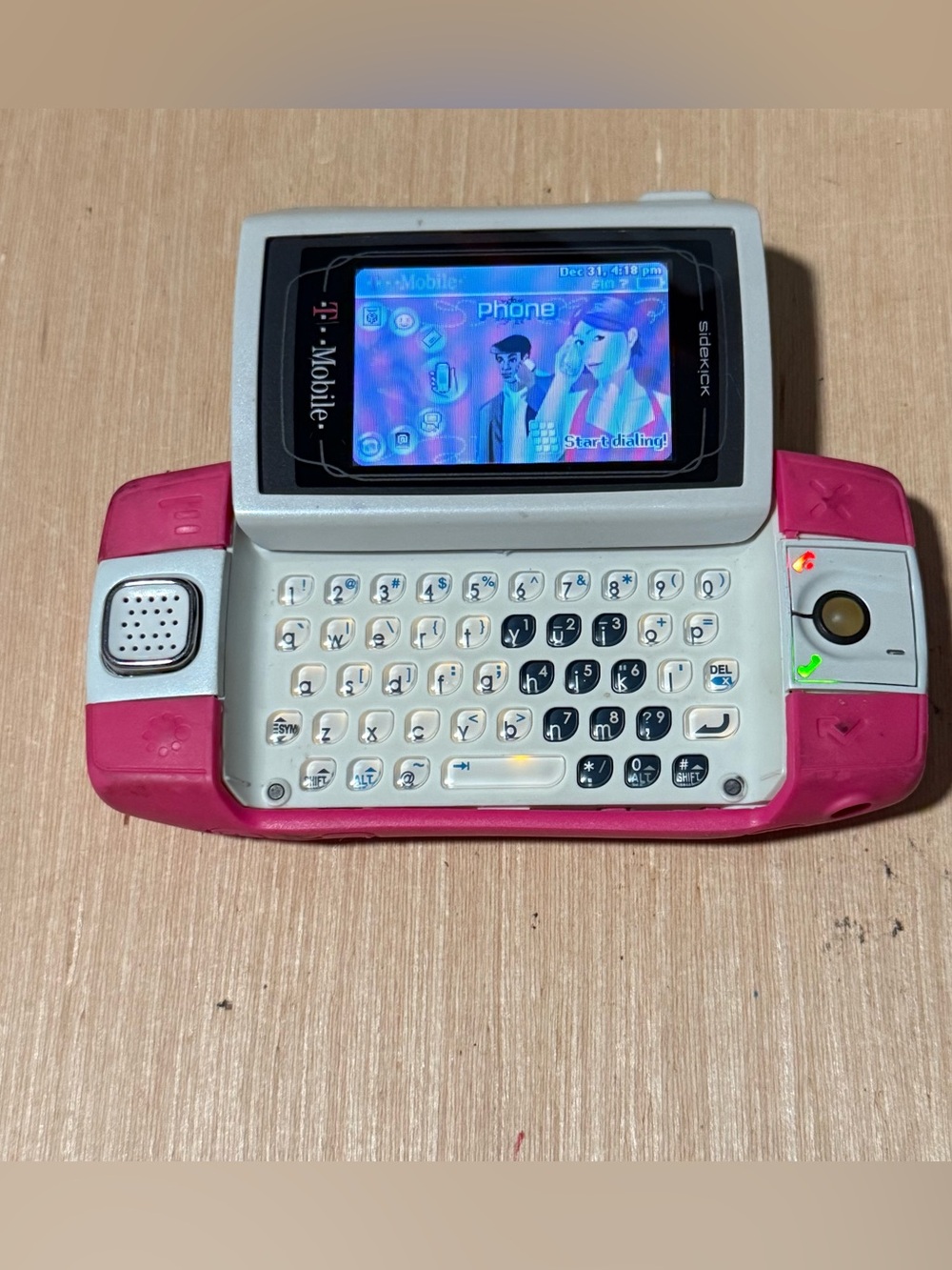 Sharp Sidekick iD PV150 Pink & White Vintage T-Mobile phone Tested Working Read!